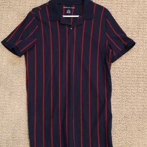 Navy with red stripes polo ( LARGE)
